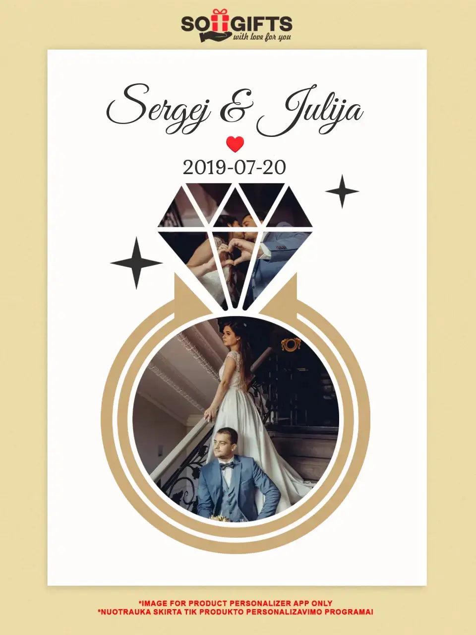 Jūsų nuotraukos deimanto pavidalo ant drobės Drobe - dovanokis.lt