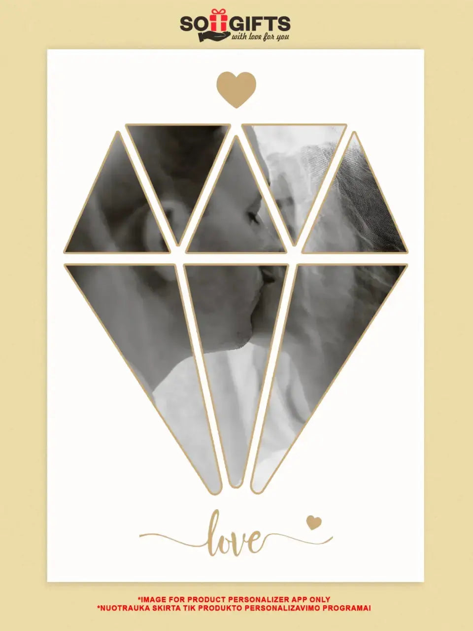 Jūsų nuotrauka deimanto pavidalu ant drobės Drobe - dovanokis.lt