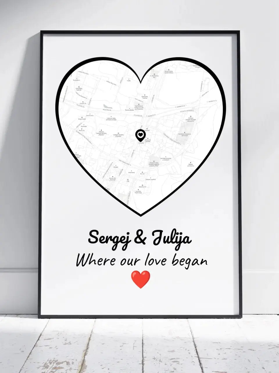 Personalizuotas Meilės žemėlapio plakatas su jūsų buvimo vieta Poster - dovanokis.lt