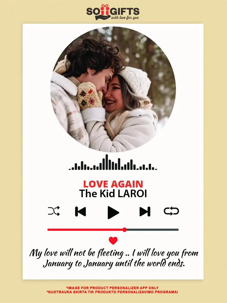 Personalizuotas muzikos grotuvo plakatas su jūsų nuotrauka ir tekstu Poster - dovanokis.lt