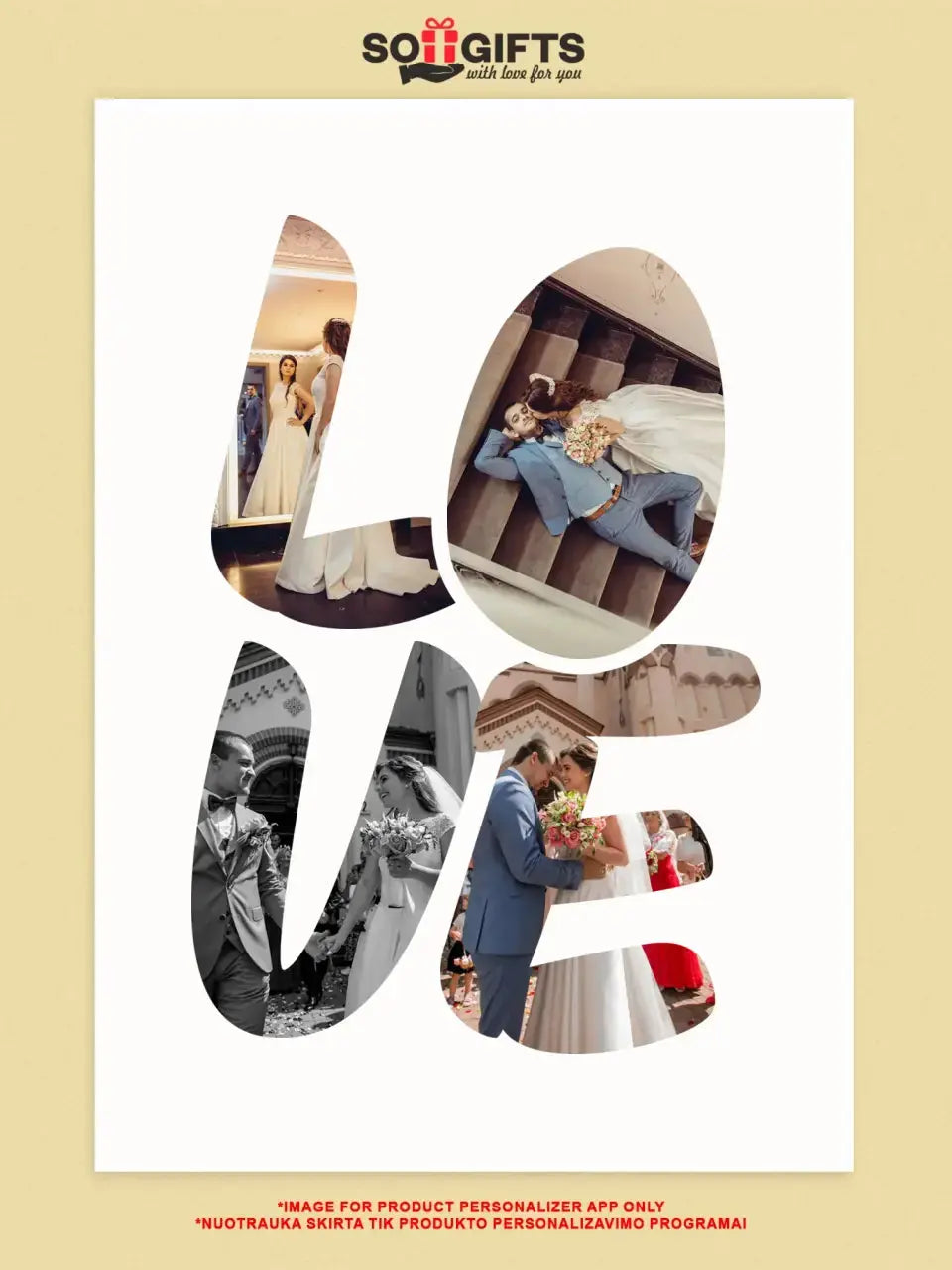 Personalizuotas LOVE raidės plakatas su jūsų nuotraukomis Poster - dovanokis.lt