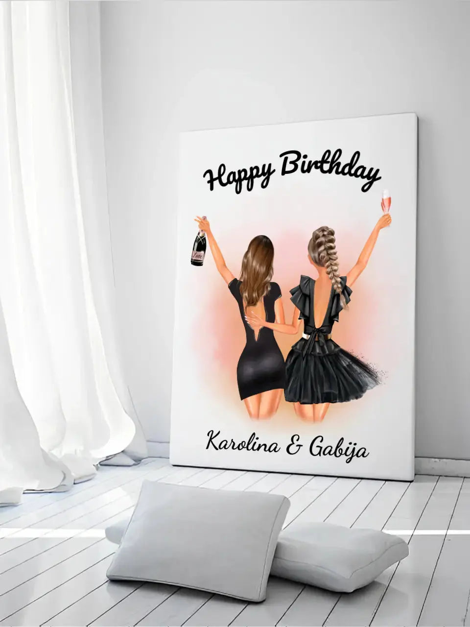 Personalizuotos gimtadienio merginos iliustraciją ant drobės Drobe - dovanokis.lt
