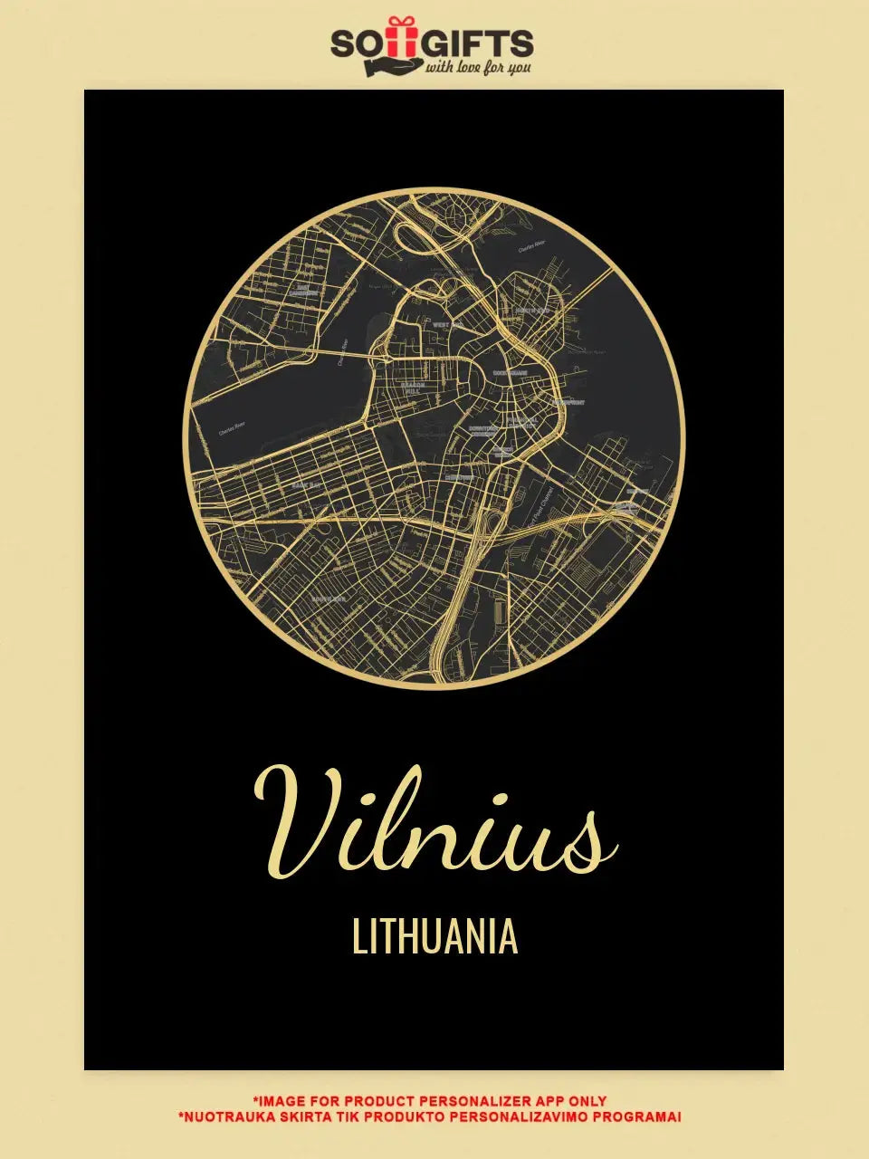 Personalizuotas auksinis, sidabrinis, bronzinis plakatas su jūsų buvimo vieta Poster - dovanokis.lt