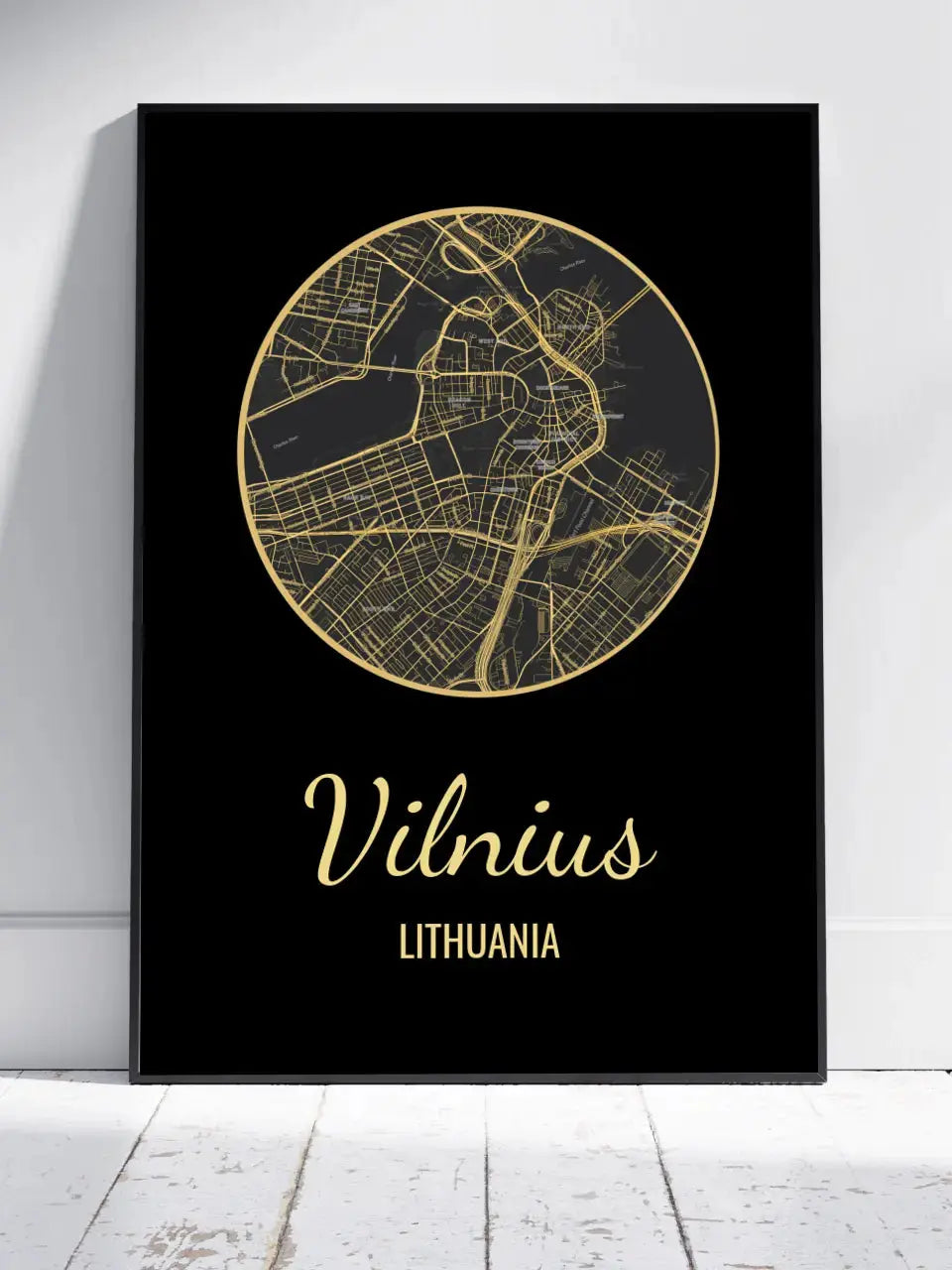 Personalizuotas auksinis, sidabrinis, bronzinis plakatas su jūsų buvimo vieta Poster - dovanokis.lt