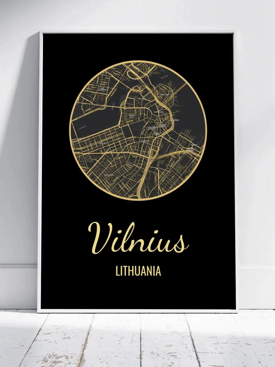 Personalizuotas auksinis, sidabrinis, bronzinis plakatas su jūsų buvimo vieta Poster - dovanokis.lt