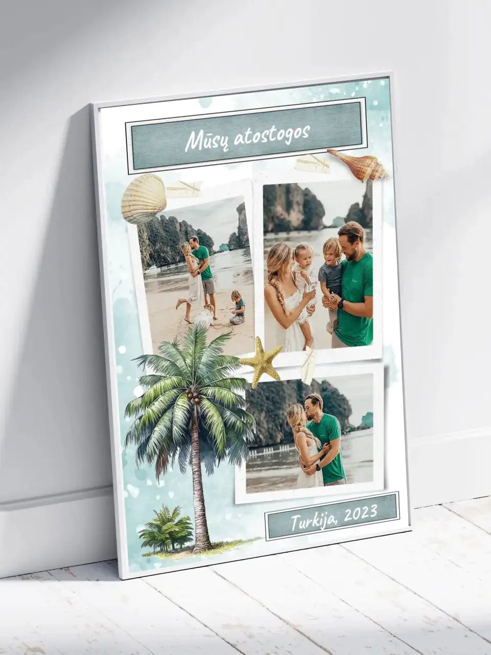 Personalizuotas mūsų šeimos atostogos plakatas su rėmeliu Poster - dovanokis.lt