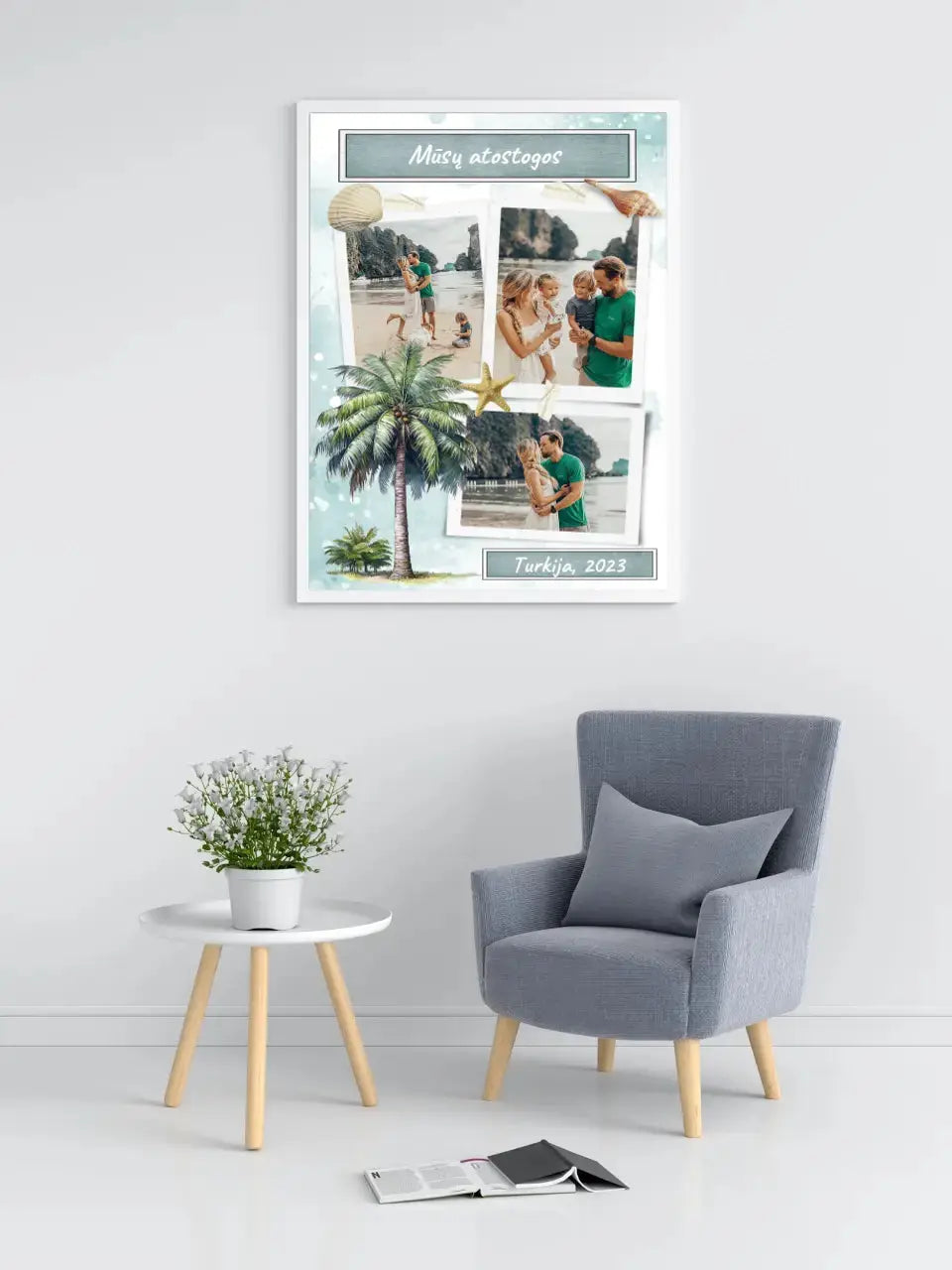 Personalizuotas mūsų šeimos atostogos plakatas su rėmeliu Poster - dovanokis.lt