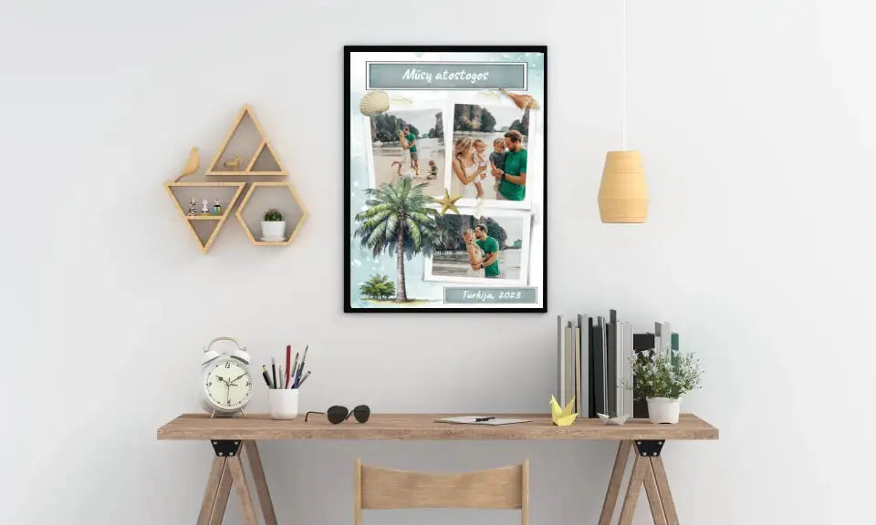 Personalizuotas mūsų šeimos atostogos plakatas su rėmeliu Poster - dovanokis.lt
