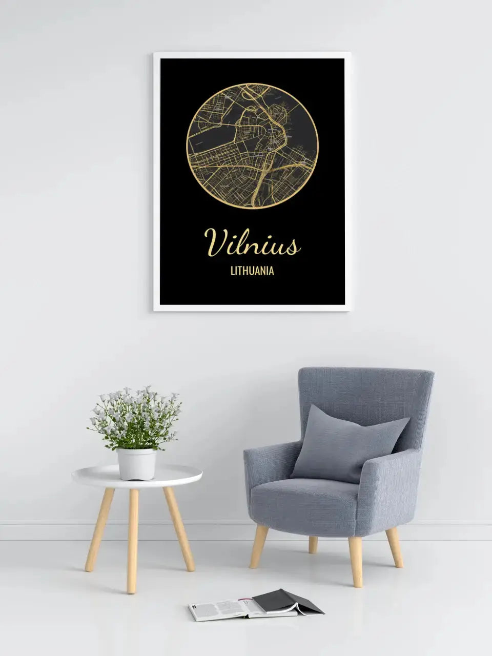 Personalizuotas auksinis, sidabrinis, bronzinis plakatas su jūsų buvimo vieta Poster - dovanokis.lt