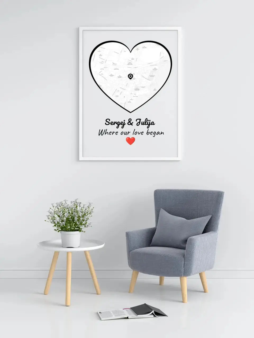Personalizuotas Meilės žemėlapio plakatas su jūsų buvimo vieta Poster - dovanokis.lt