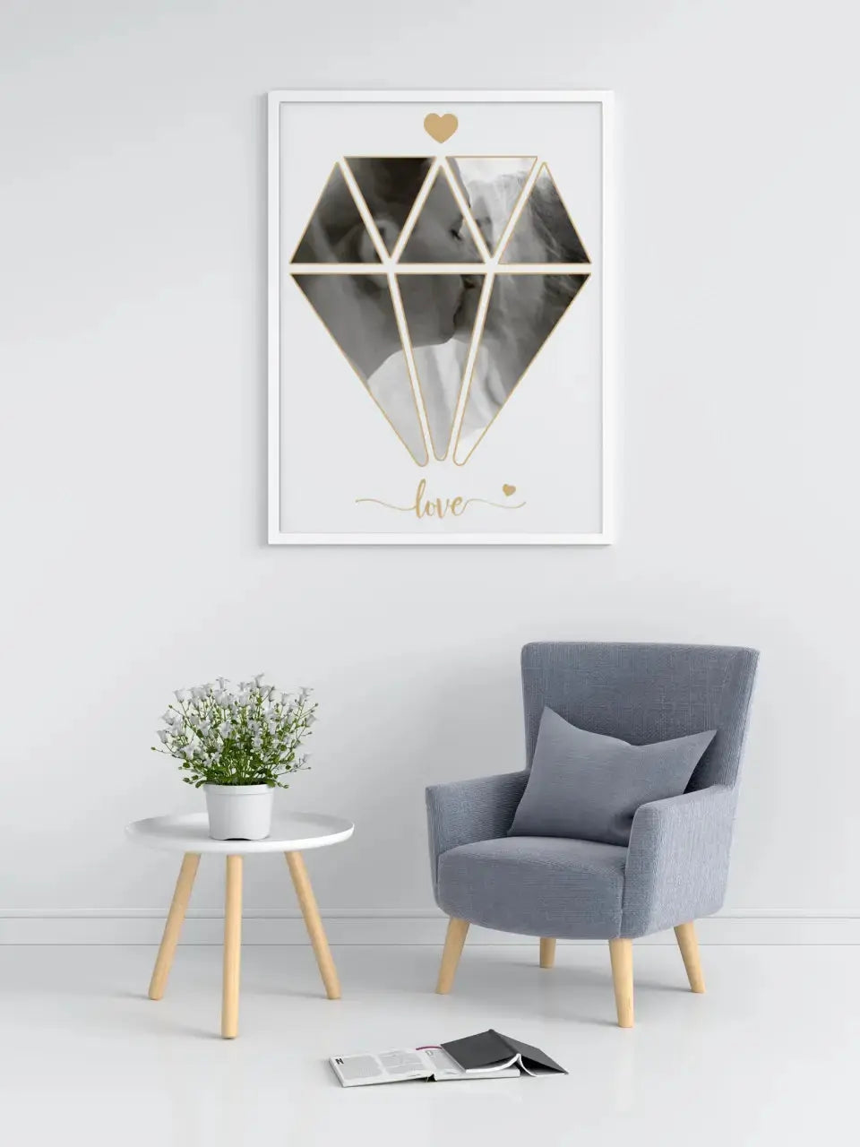 Personalizuotas Deimanto formos Meilės plakatas su jūsų nuotrauka Poster - dovanokis.lt