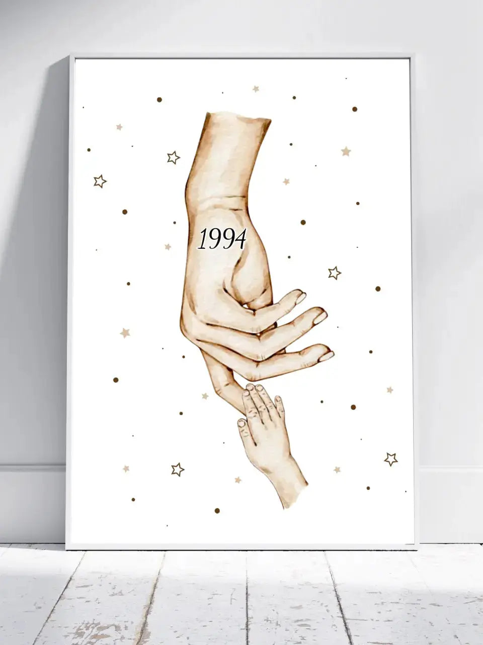 Personalizuotas Mama ir 1-4 vaikai susikibę už rankų plakatas iliustracija, plakatas su rėmeliu, Motinos Rankos, Naujagimio Plakatas, Menas, Laikydami rankas, Šeimos rankos Poster - dovanokis.lt