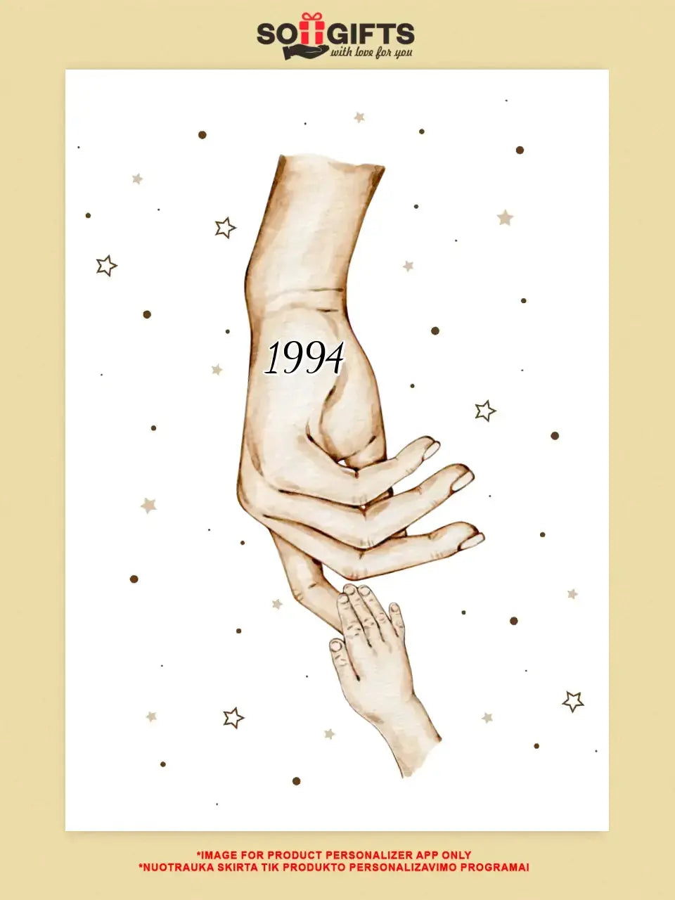 Personalizuotas Mama ir 1-4 vaikai susikibę už rankų plakatas iliustracija, plakatas su rėmeliu, Motinos Rankos, Naujagimio Plakatas, Menas, Laikydami rankas, Šeimos rankos Poster - dovanokis.lt