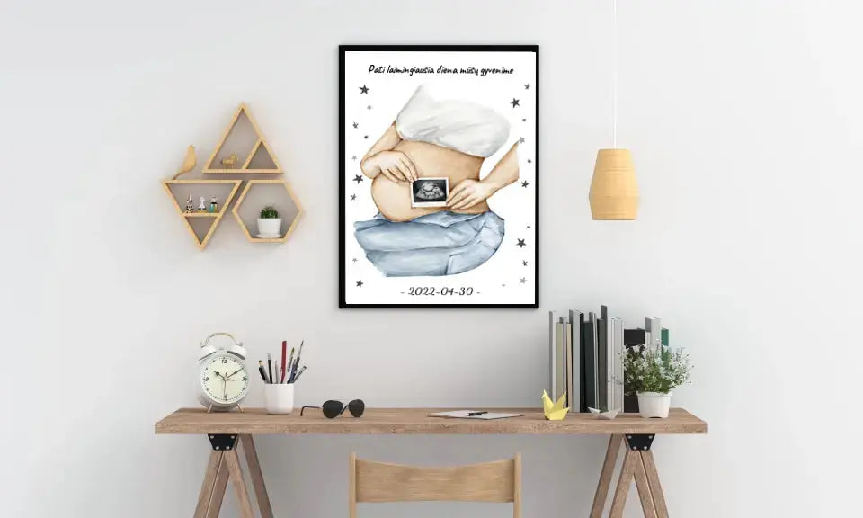 Personalizuota nėščiųjų echoskopijos tyrimo nuotrauką, plakatas su rėmeliuс, Nėščiųjų ultragarsas, Kūdikių kambario dekoras, Vaisiaus ultragarsinis vaizdas, nauja dovana tėvams Poster - dovanokis.lt