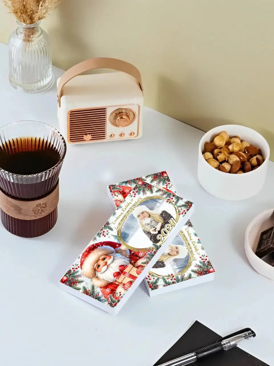 Personalizuotas "Kalėdinis dizainas 4“ šokoladas su jūsų nuotrauka TeeInBlue