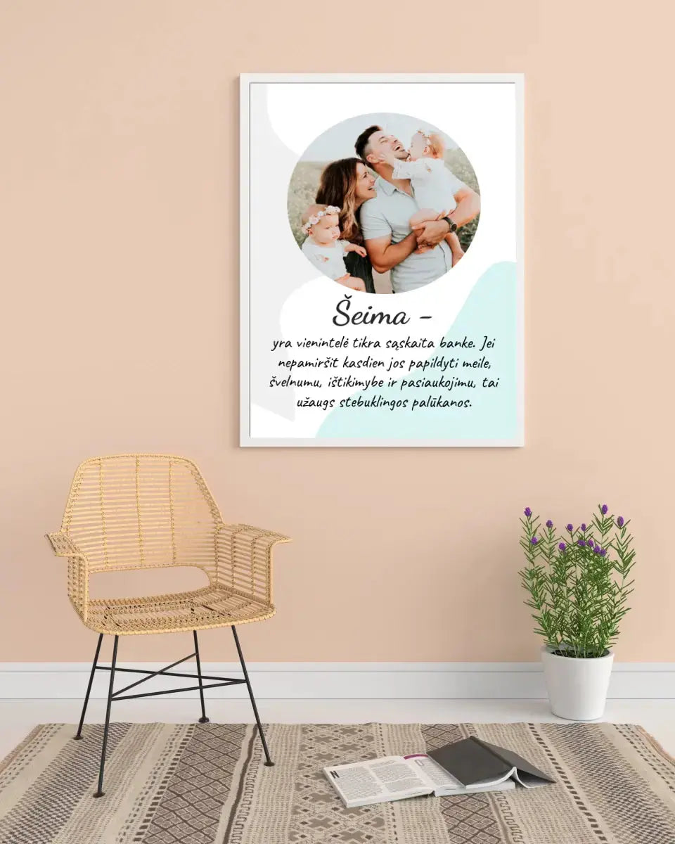 Personalizuotas šeimos plakatas su rėmeliu, su jūsų nuotrauka Poster - dovanokis.lt