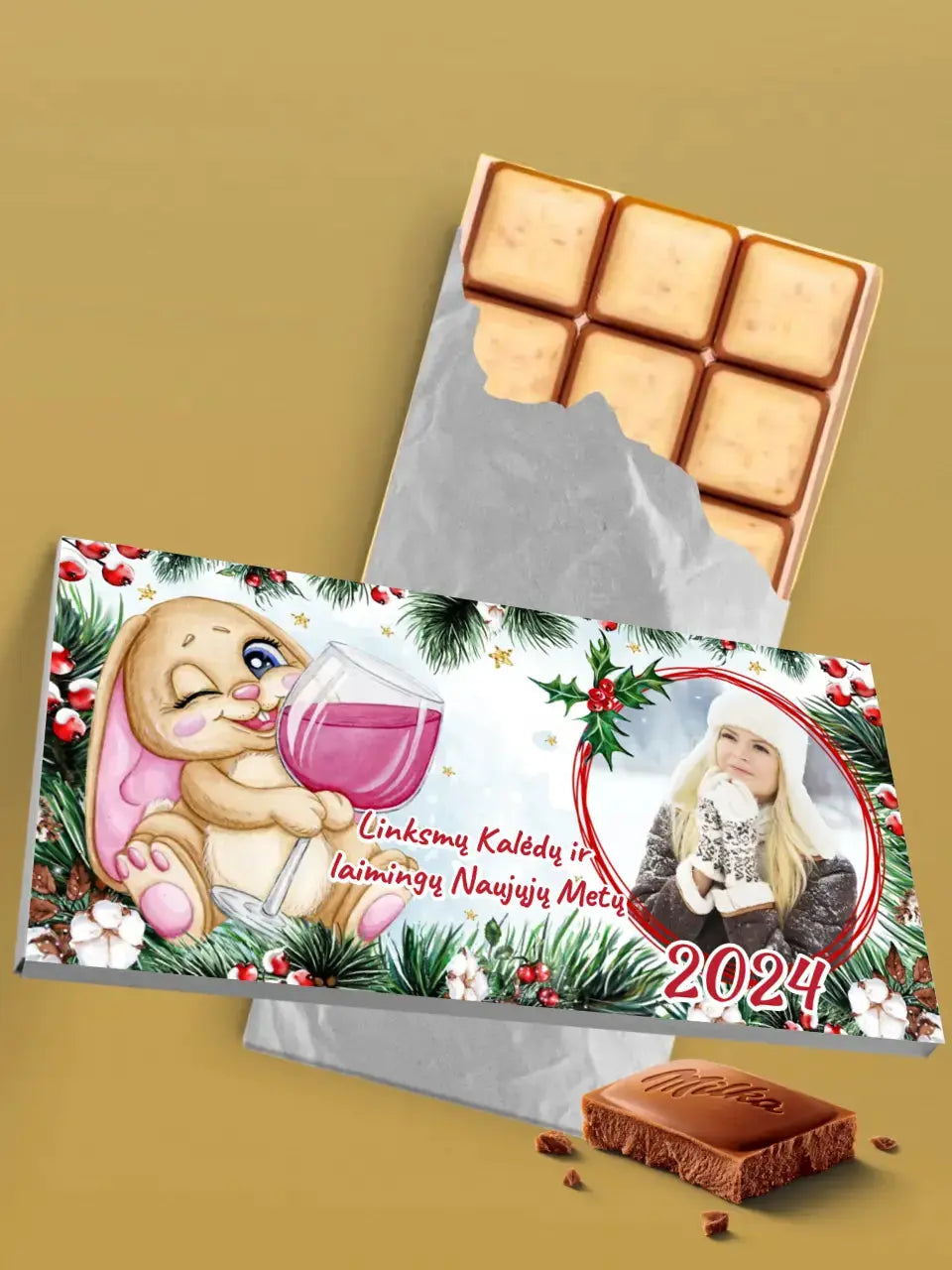 Personalizuotas "Kalėdinis dizainas 15“ šokoladas su jūsų nuotrauka TeeInBlue