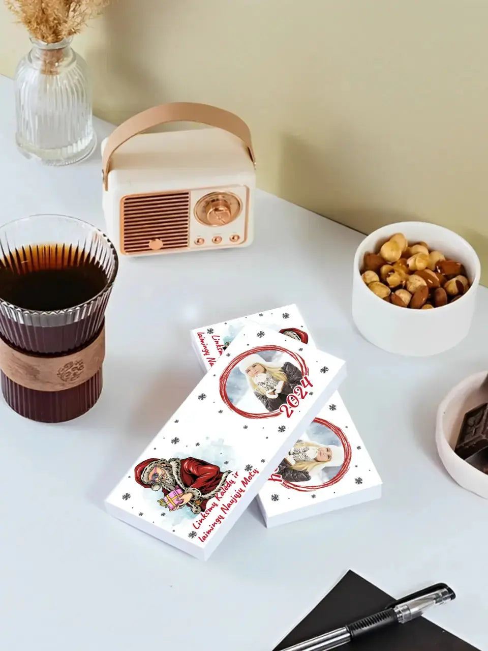 Personalizuotas "Kalėdinis dizainas 14“ šokoladas su jūsų nuotrauka TeeInBlue