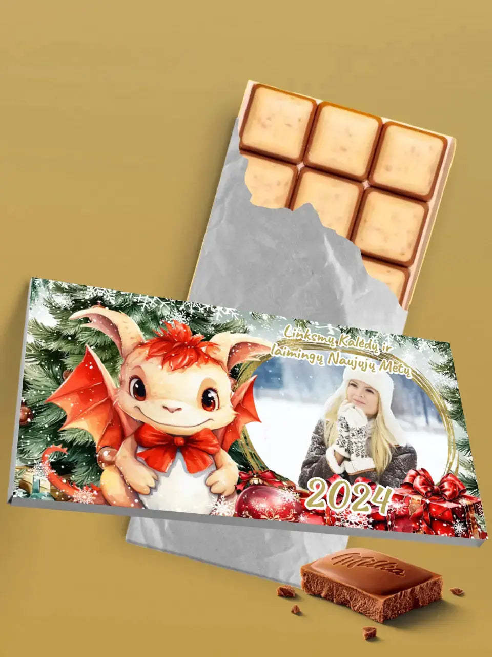 Personalizuotas "Kalėdinis dizainas 6“ šokoladas su jūsų nuotrauka TeeInBlue
