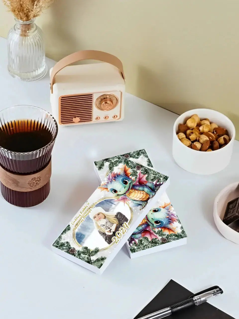 Personalizuotas "Kalėdinis dizainas 7“ šokoladas su jūsų nuotrauka TeeInBlue