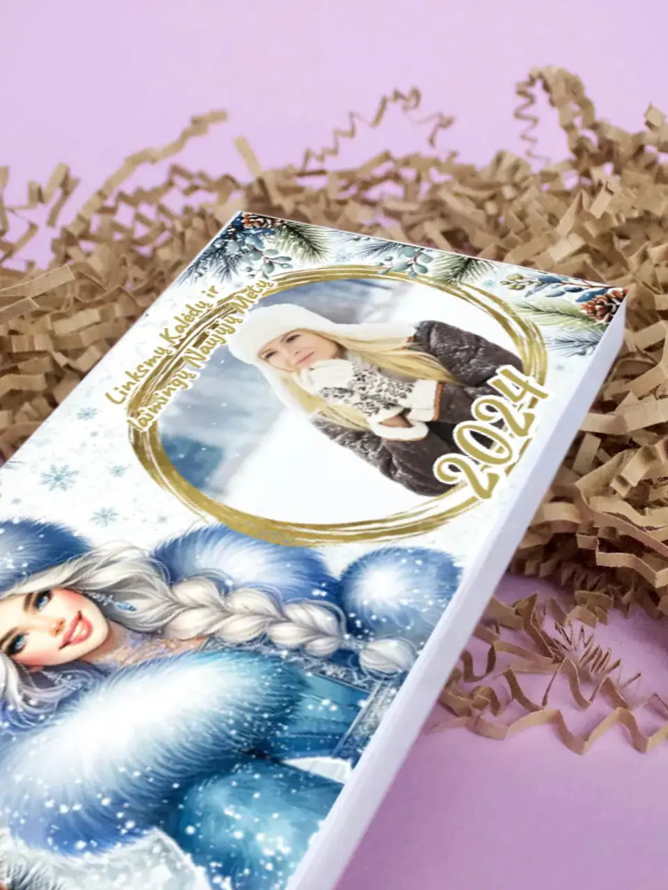 Personalizuotas "Kalėdinis dizainas 8“ šokoladas su jūsų nuotrauka TeeInBlue