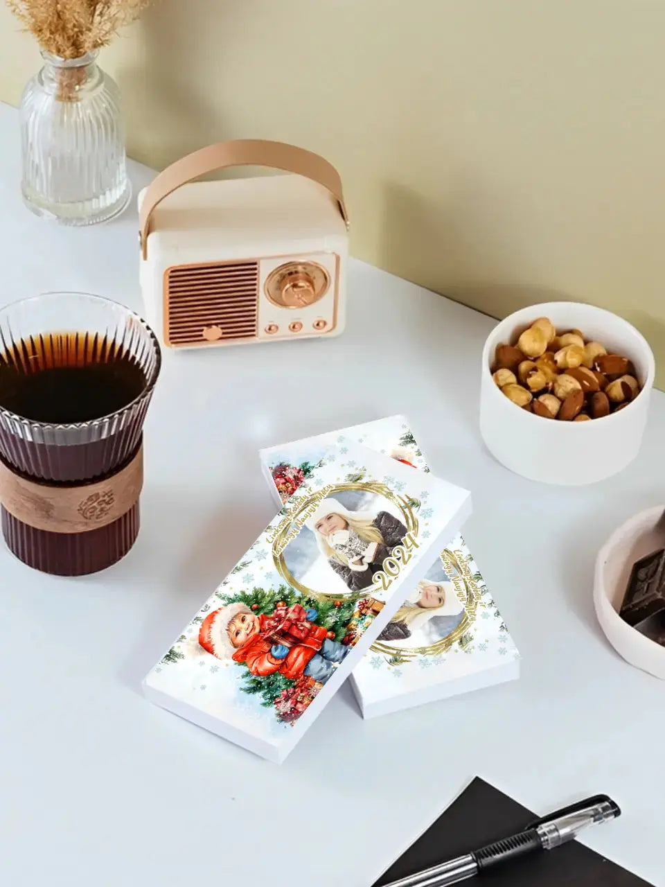 Personalizuotas "Kalėdinis dizainas 10“ šokoladas su jūsų nuotrauka TeeInBlue