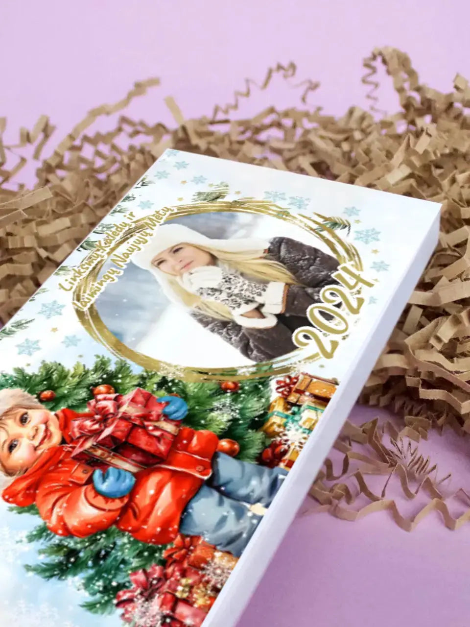 Personalizuotas "Kalėdinis dizainas 10“ šokoladas su jūsų nuotrauka TeeInBlue