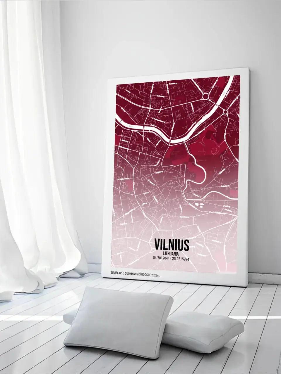 Personalizuotas miesto žemėlapis ant drobės su jūsų pasirinkta vieta Drobe - dovanokis.lt