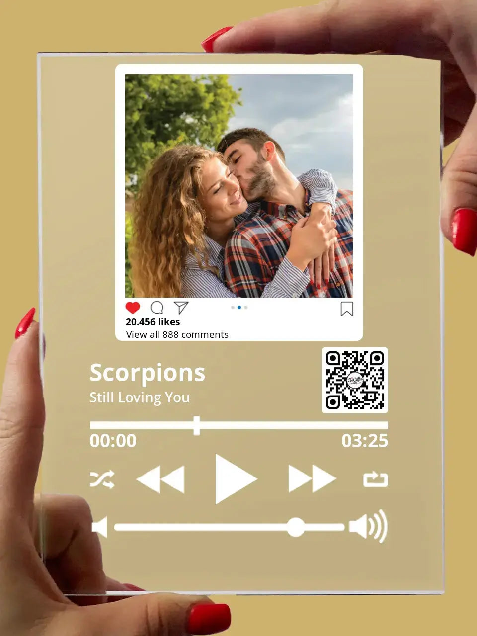 Personalizuotas "So Player + Instagram + Heart" stiklinis posteris su jūsų nuotrauka TeeInBlue