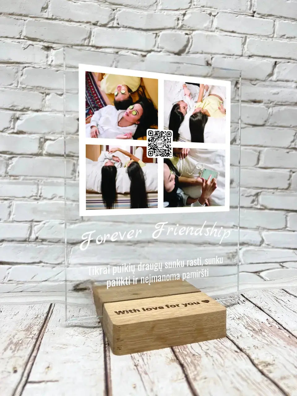 Personalizuotas "Forever Friendship" stiklinis posteris su jūsų nuotrauka TeeInBlue