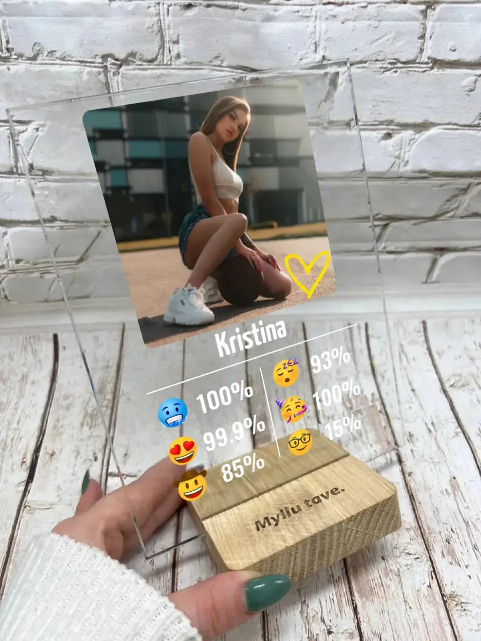 Personalizuotas "Emojis" stiklinis posteris su jūsų nuotrauka TeeInBlue