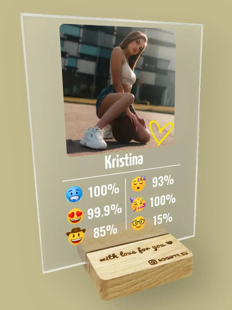 Personalizuotas "Emojis" stiklinis posteris su jūsų nuotrauka TeeInBlue