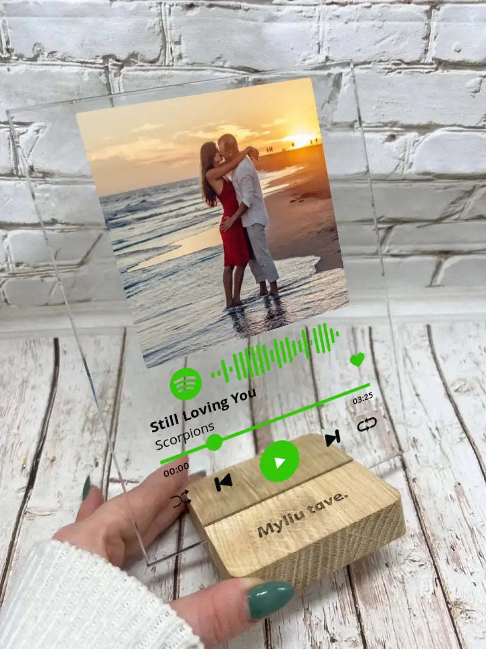 Personalizuotas "Spotify" stiklinis posteris su jūsų nuotrauka TeeInBlue