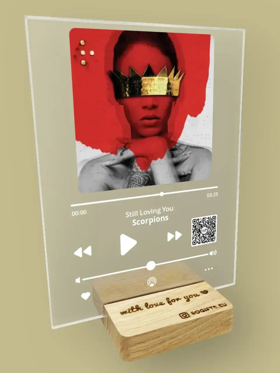 Personalizuotas "Apple Music" stiklinis posteris su jūsų nuotrauka TeeInBlue