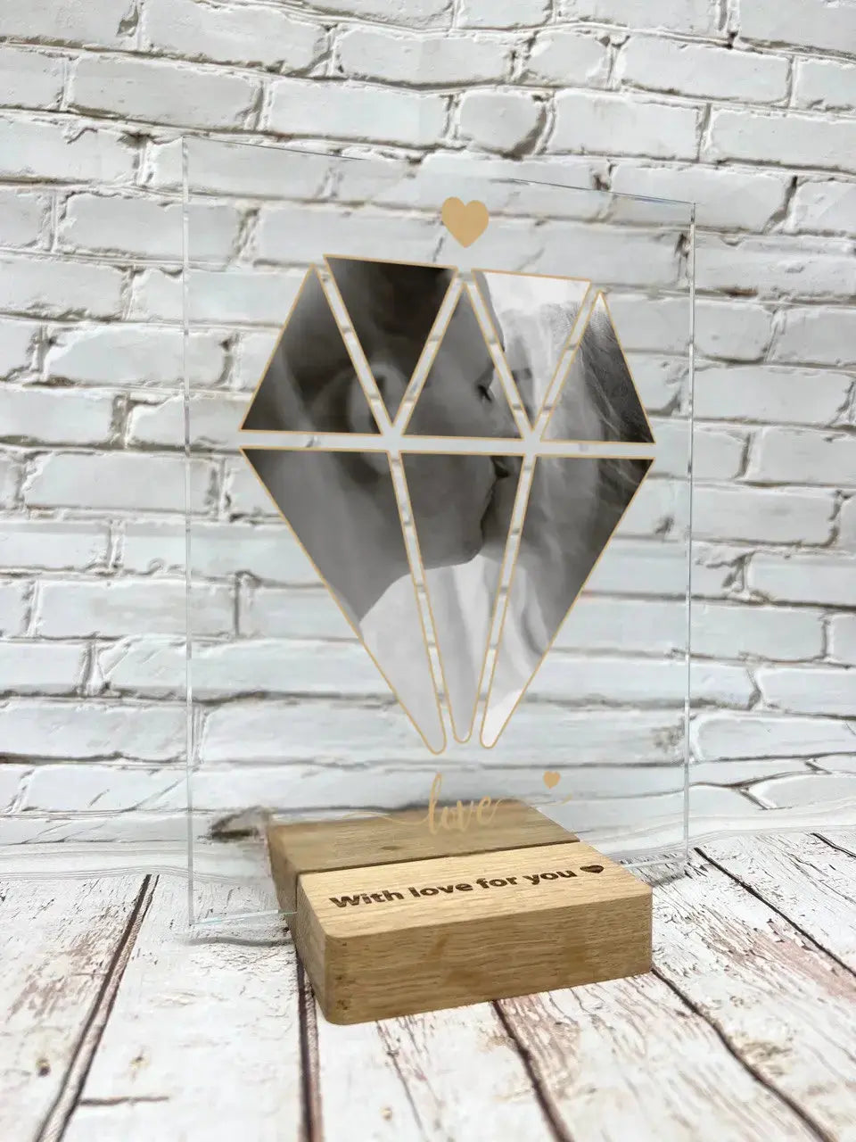 Personalizuotas "Diamand Love" stiklinis posteris su jūsų nuotrauka TeeInBlue