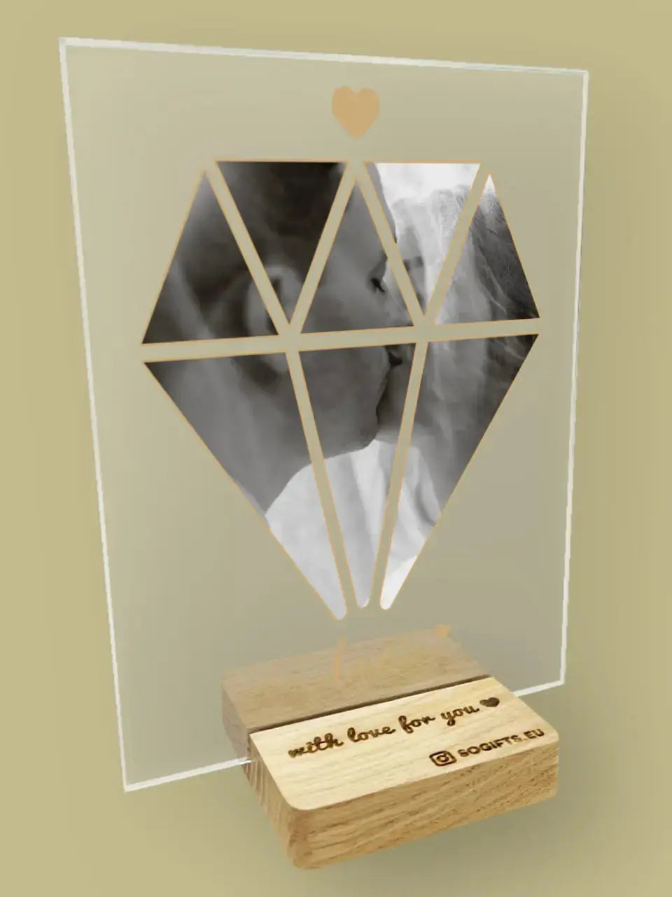 Personalizuotas "Diamand Love" stiklinis posteris su jūsų nuotrauka TeeInBlue