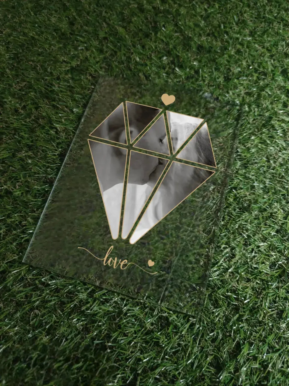 Personalizuotas "Diamand Love" stiklinis posteris su jūsų nuotrauka TeeInBlue