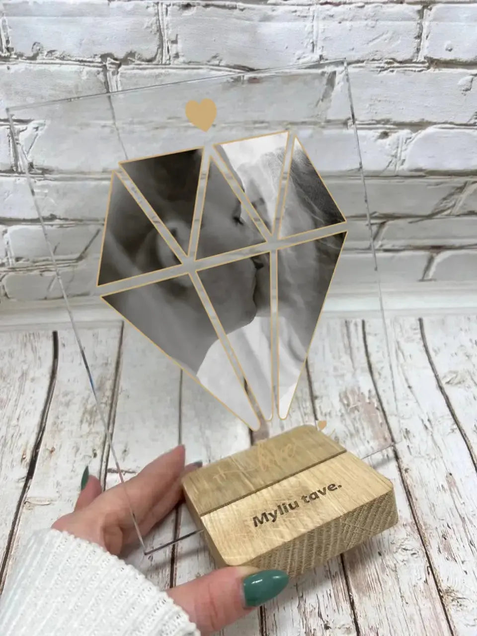 Personalizuotas "Diamand Love" stiklinis posteris su jūsų nuotrauka TeeInBlue