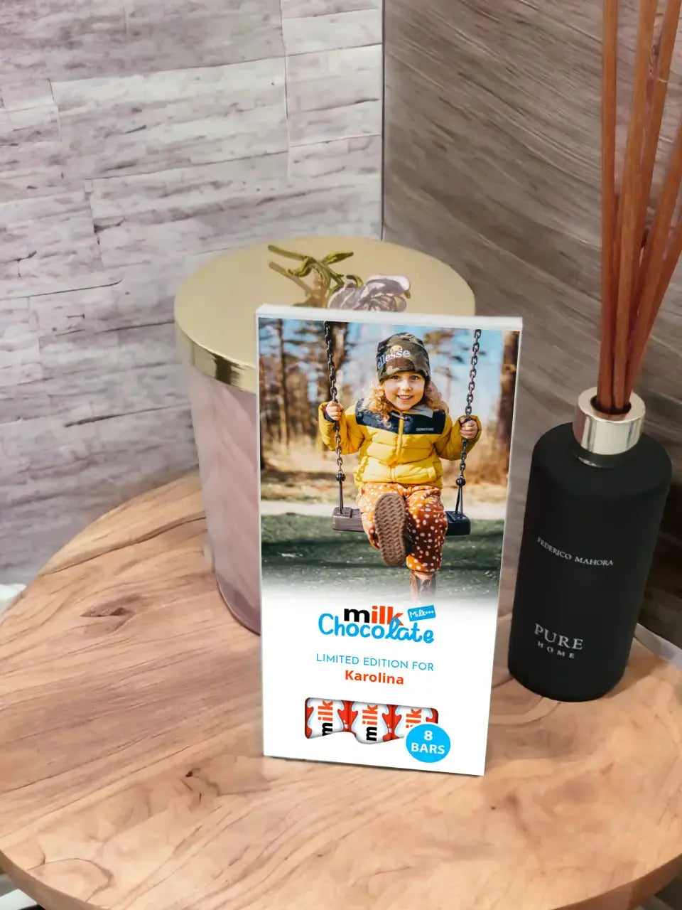 Personalizuotas "Kinder 8 batonėliai" šokoladas su jūsų nuotrauka Šokoladas - dovanokis.lt