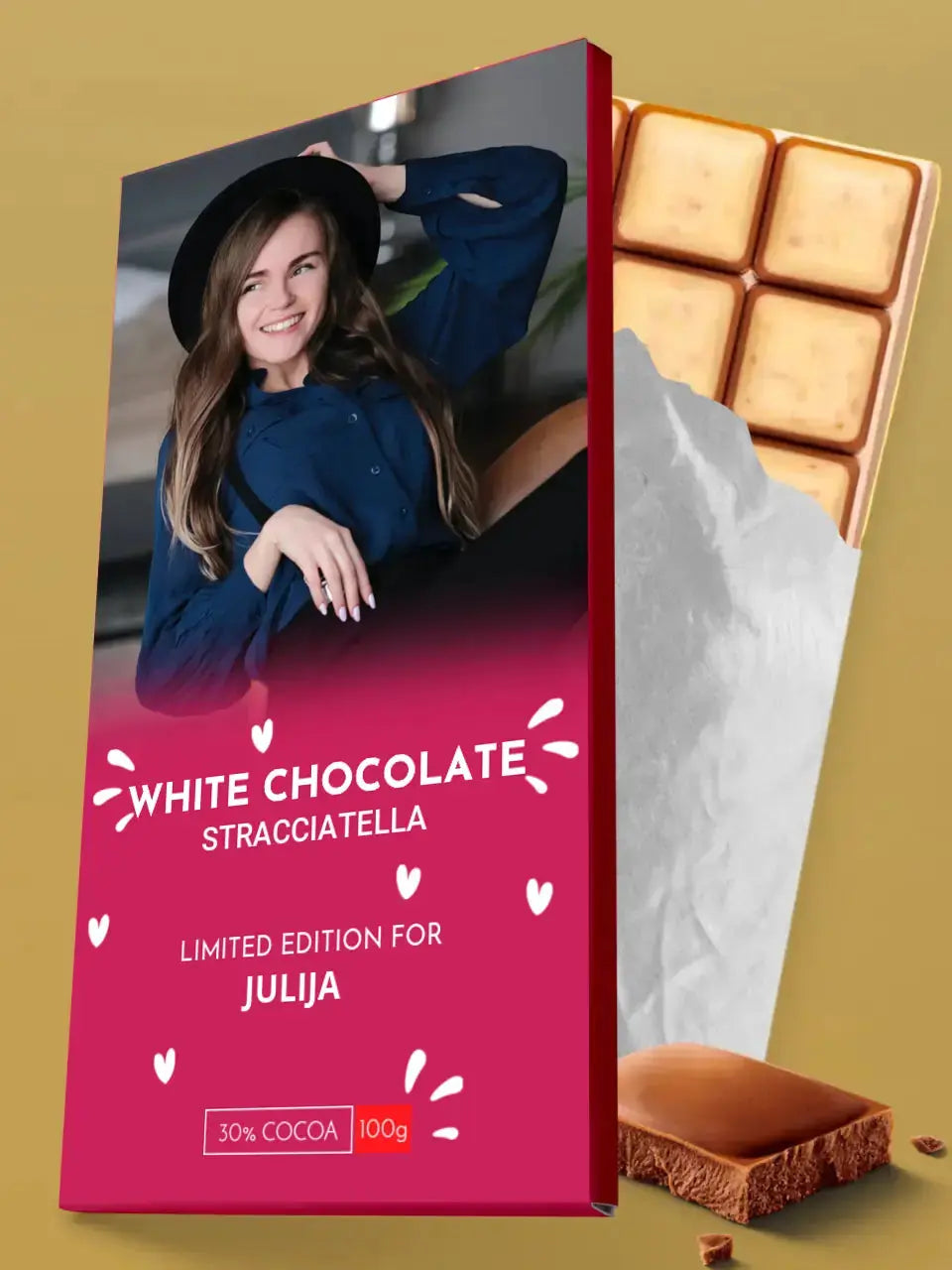 Personalizuotas "Valentino dienos dizainas" šokoladas su jūsų nuotrauka TeeInBlue