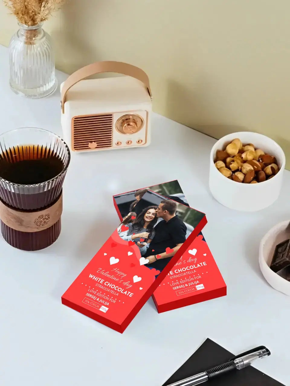 Personalizuotas "Valentino dienos dizainas 3" šokoladas su jūsų nuotrauka TeeInBlue