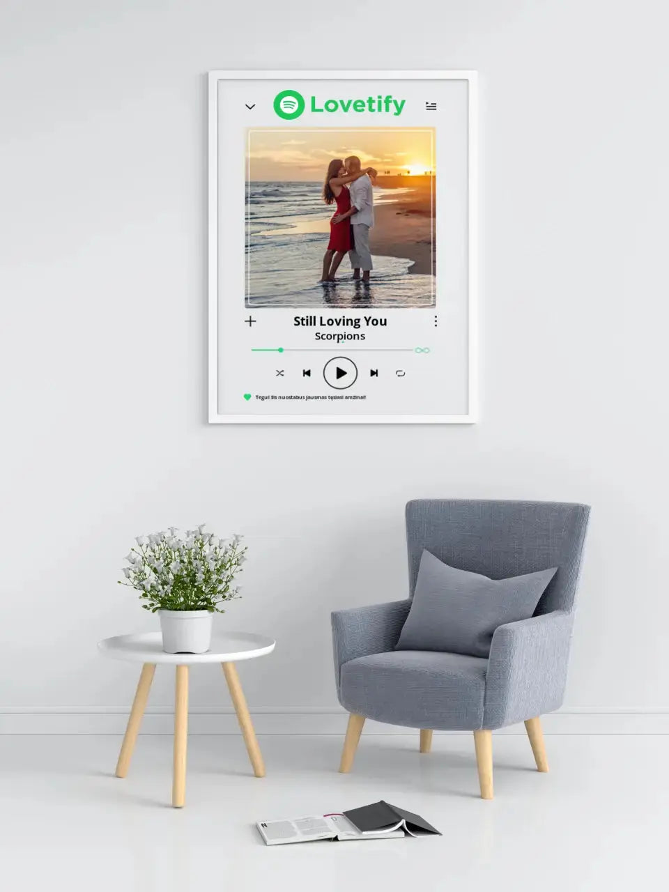 Personalizuotas "Lovetify" dizaino įrėmintas plakatas su jūsų nuotrauka ir daina Posteris(Plakatas) - dovanokis.lt