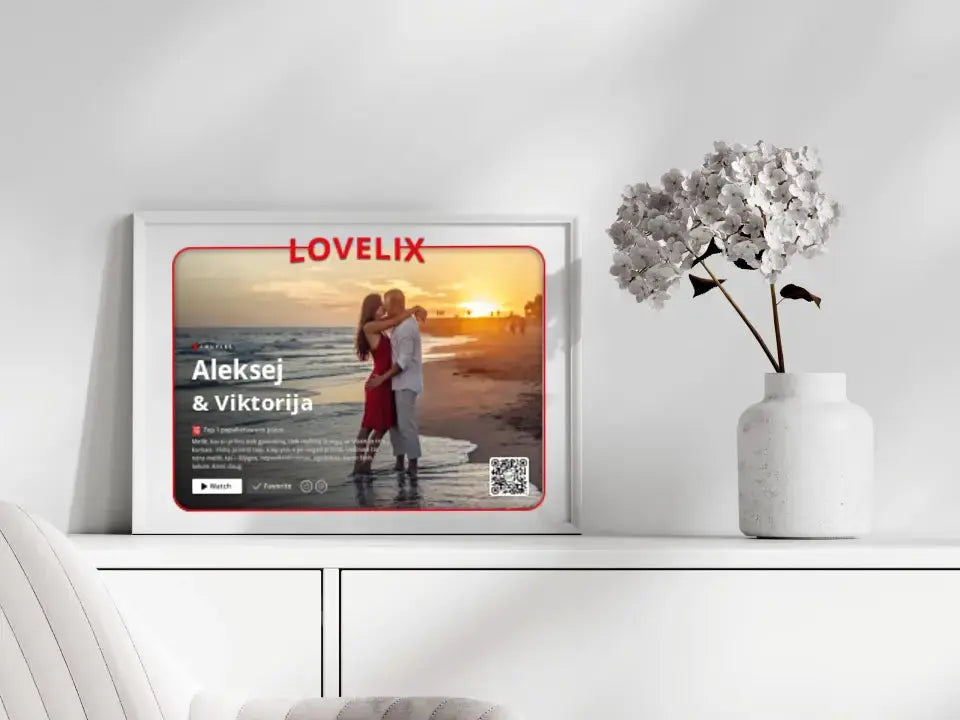 Personalizuotas "Lovelix" dizaino įrėmintas plakatas su jūsų nuotrauka ir vardais Poster - dovanokis.lt