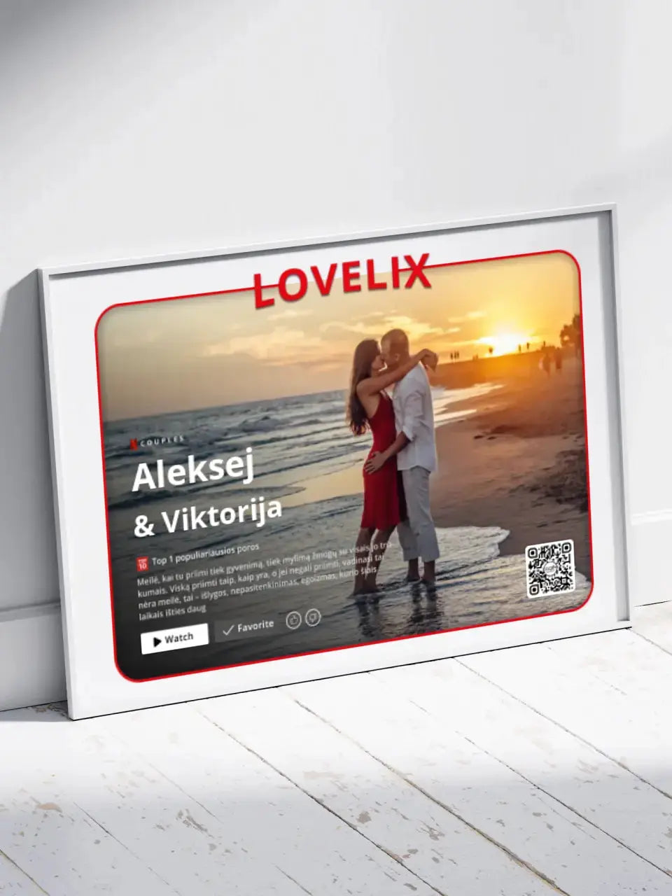 Personalizuotas "Lovelix" dizaino įrėmintas plakatas su jūsų nuotrauka ir vardais Poster - dovanokis.lt