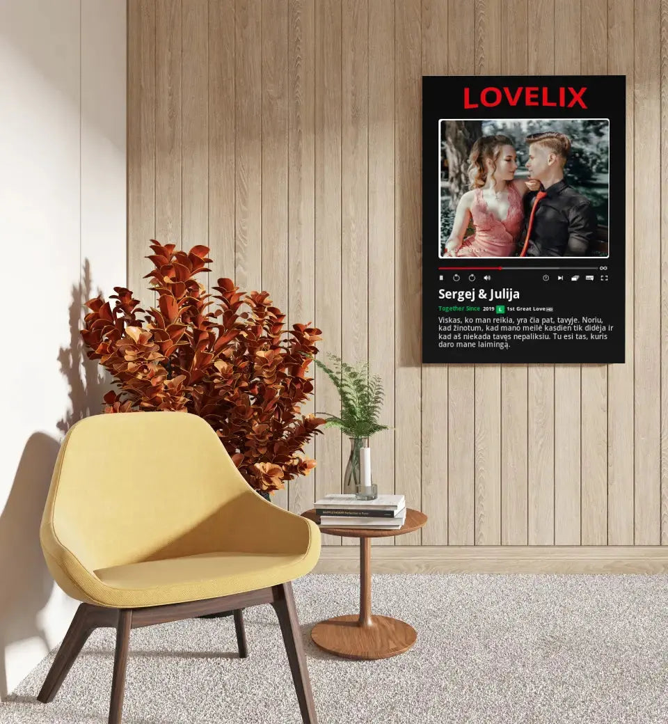 Personalizuotas "Lovelix" dizaino kūrinys ant drobės su jūsų nuotrauka ir vardais Drobe - dovanokis.lt