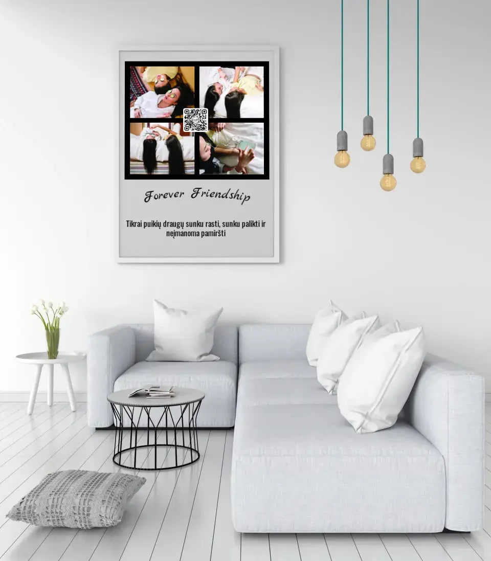 Personalizuotas "Forever Friendship" dizaino įrėmintas plakatas su jūsų nuotraukomis ir tekstu Posteris(Plakatas) - dovanokis.lt