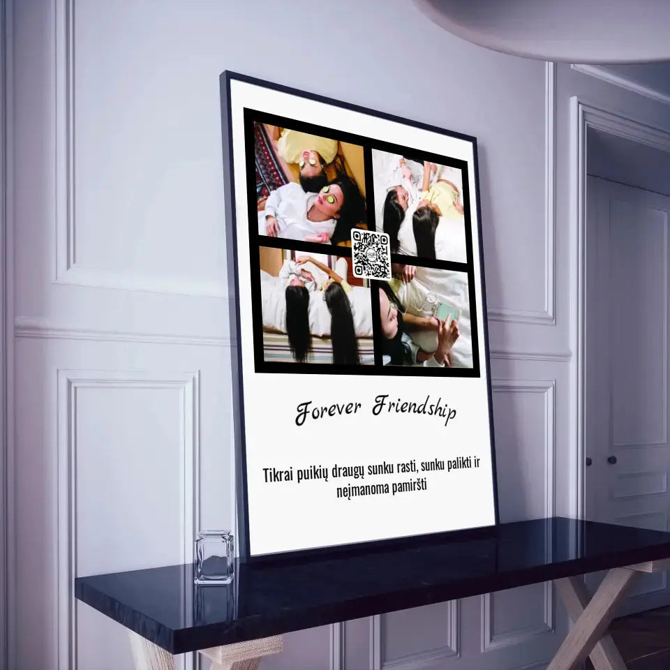 Personalizuotas "Forever Friendship" dizaino įrėmintas plakatas su jūsų nuotraukomis ir tekstu Posteris(Plakatas) - dovanokis.lt