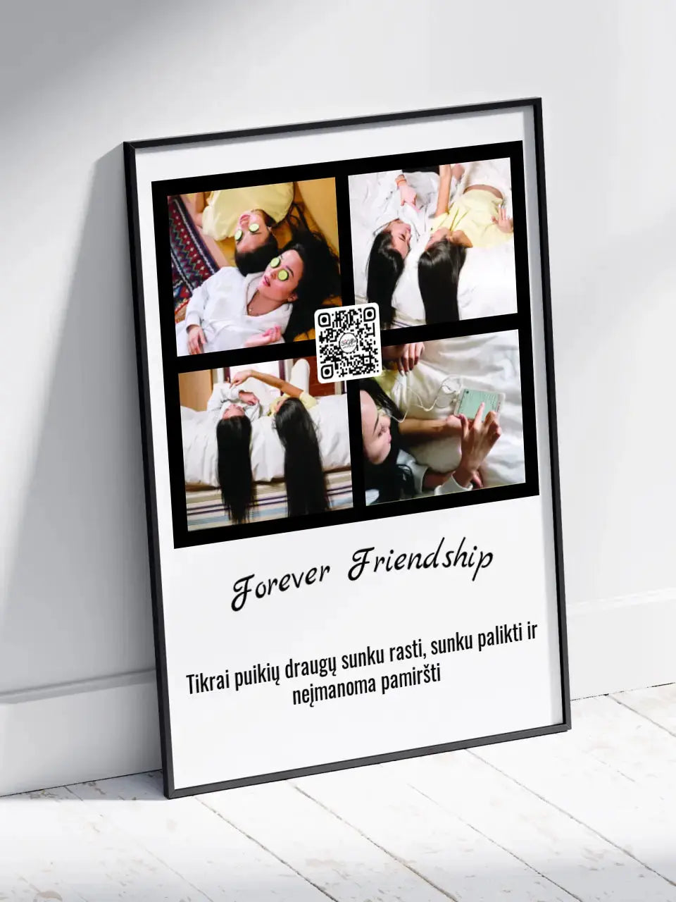 Personalizuotas "Forever Friendship" dizaino įrėmintas plakatas su jūsų nuotraukomis ir tekstu Posteris(Plakatas) - dovanokis.lt