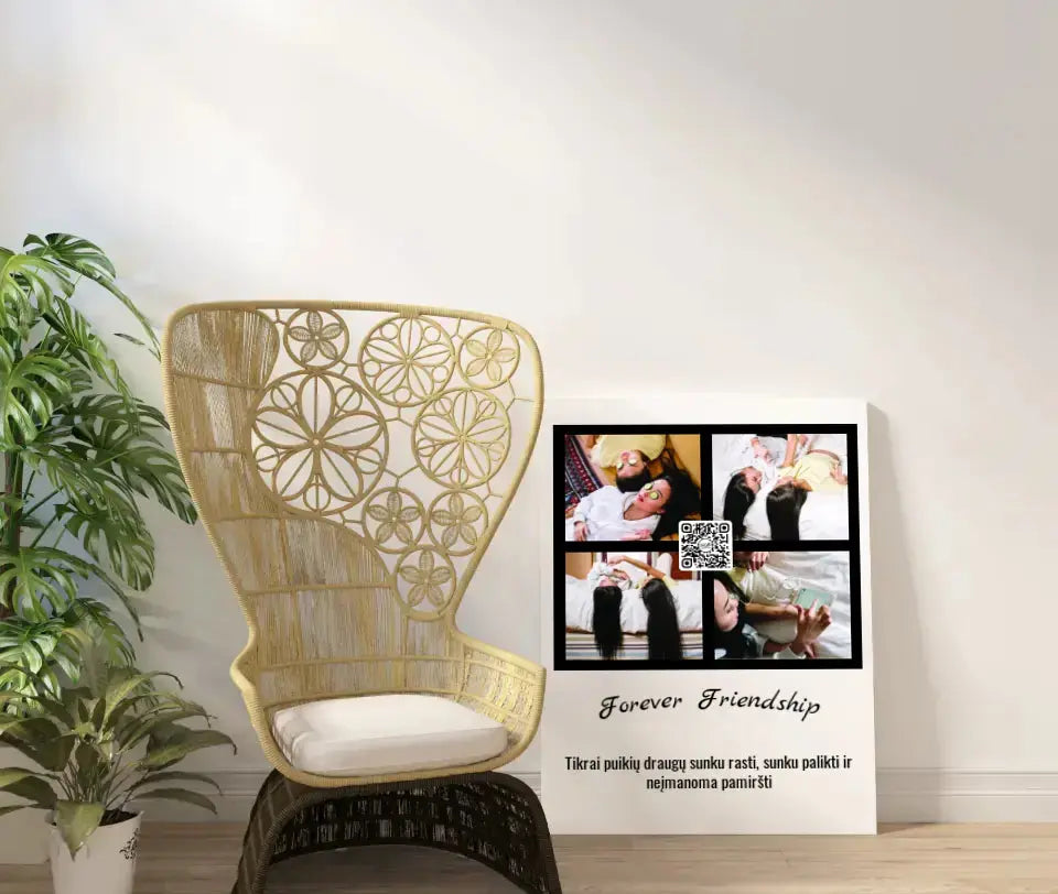 Personalizuotas "Forever Friendship" dizaino kūrinys ant drobės su jūsų nuotraukomis ir tekstu Drobe - dovanokis.lt