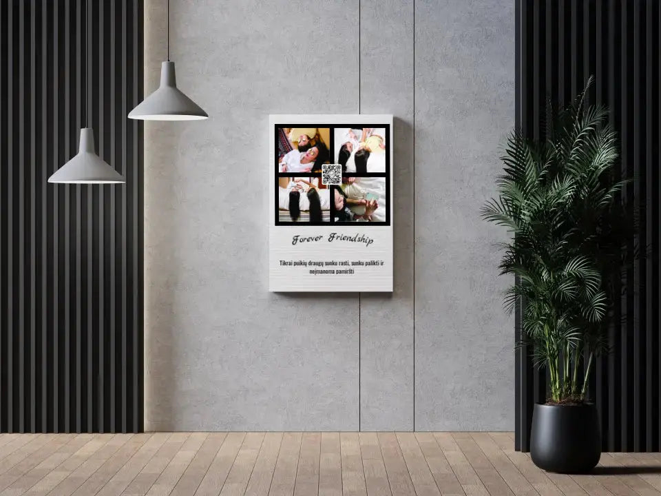 Personalizuotas "Forever Friendship" dizaino kūrinys ant drobės su jūsų nuotraukomis ir tekstu Drobe - dovanokis.lt